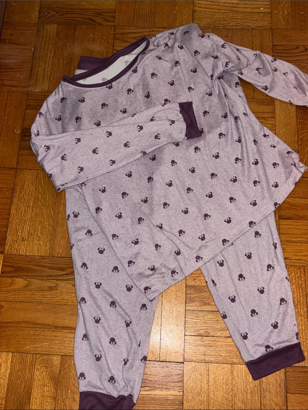 Disney  Mickey Print Purple Pajama Set, Size L